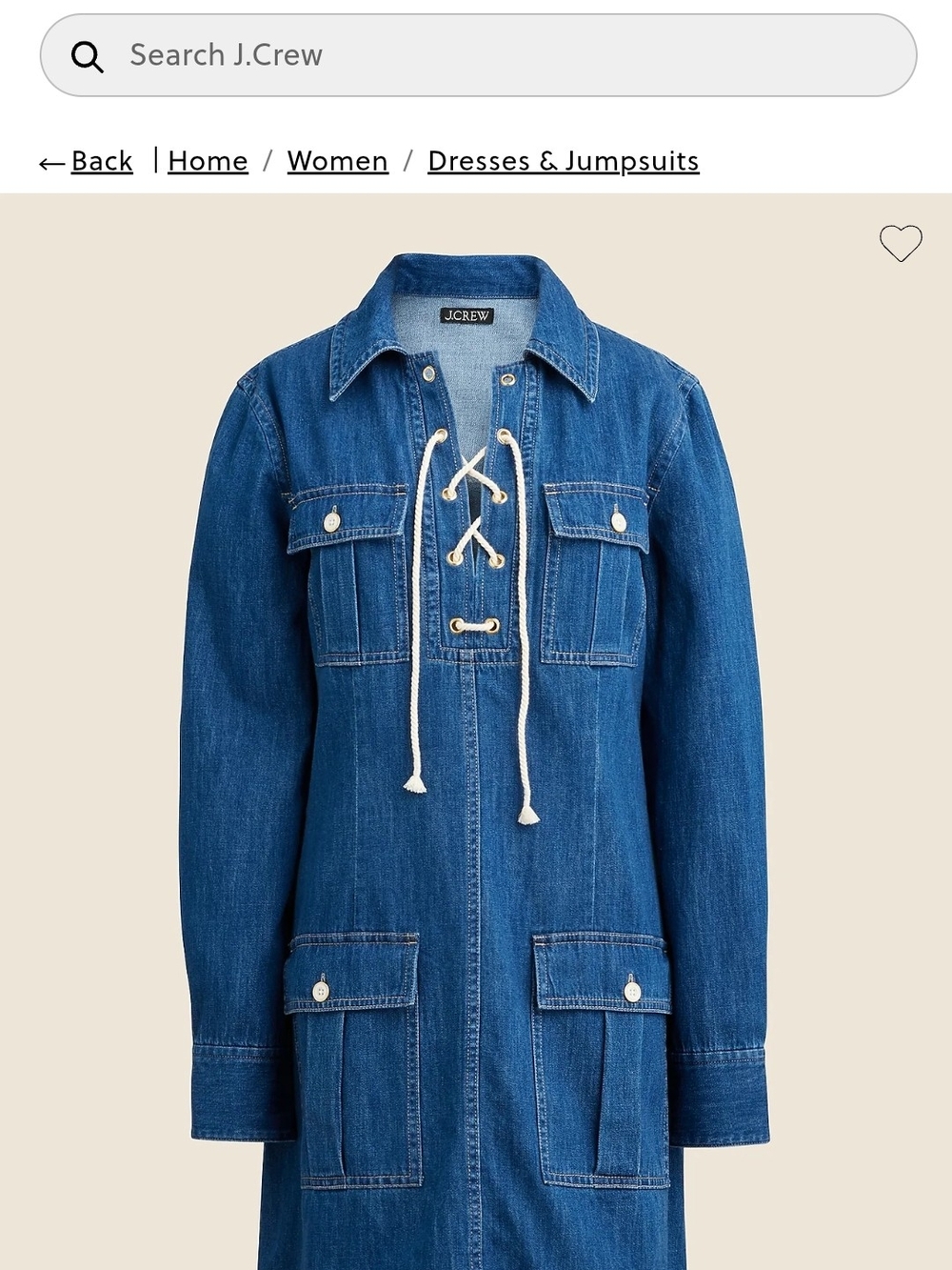 J. Crew Blue Denim Lace-Up Dress NWT Size S